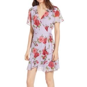 NODSTROM All in Favor Floral Lilac Wrap Dress